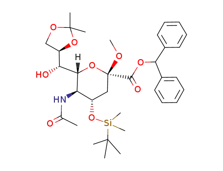 diphenylmethyl <methyl 5-acetamido-4-O-(tert-butyldimethylsilyl)-3,5-dideoxy-8,9-O-(1-methylethylidene)-β-D-glycero-D-galacto-2-nonulopyranosid>onate