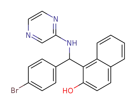 Molecular Structure of 1094443-85-2 (1-[p-bromophenyl(2-pyrazinylamino)methyl]naphthalene-2-ol)