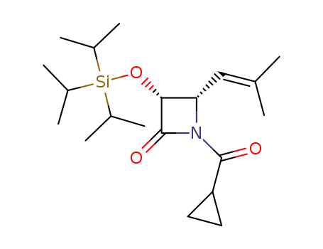 Molecular Structure of 1031784-15-2 ((3R,4S)-1-cyclopropanecarbonyl-3-triisopropylsiloxy-4-(2-methylprop-1-enyl)azetidin-2-one)