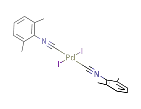 Molecular Structure of 112262-24-5 (Palladium, diiodobis(2-isocyano-1,3-dimethylbenzene)-)
