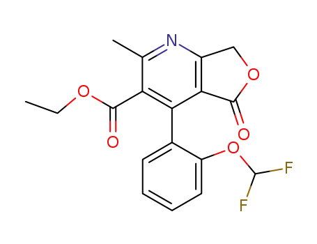 Molecular Structure of 126335-08-8 (ethyl 4-[2-(difluoromethoxy)phenyl]-2-methyl-5-oxo-5,7-dihydrofuro[3,4-b]pyridine-3-carboxylate)