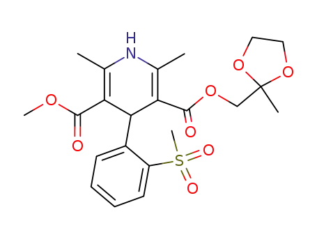 Molecular Structure of 99880-18-9 (4-(2-Methanesulfonyl-phenyl)-2,6-dimethyl-1,4-dihydro-pyridine-3,5-dicarboxylic acid 3-methyl ester 5-(2-methyl-[1,3]dioxolan-2-ylmethyl) ester)