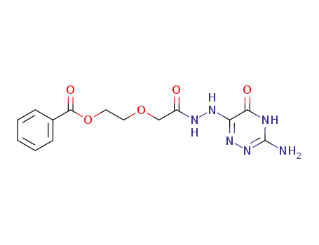 Acetic acid, [2-(benzoyloxy)ethoxy]-,
2-(3-amino-2,5-dihydro-5-oxo-1,2,4-triazin-6-yl)hydrazide