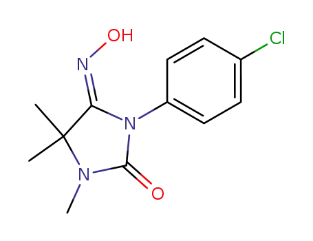Molecular Structure of 88235-76-1 (2,4-Imidazolidinedione, 3-(4-chlorophenyl)-1,5,5-trimethyl-, 4-oxime,
(Z)-)