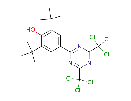 Molecular Structure of 119294-20-1 (6-<3,5-di(tert-butyl)-4-hydroxyphenyl>-2,4-bis(trichloromethyl)-sym-trazene)