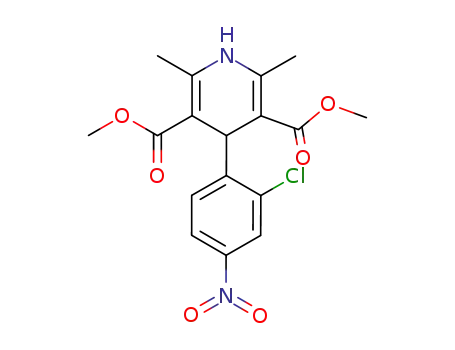 Molecular Structure of 112969-07-0 (3,5-Pyridinedicarboxylic acid,
4-(2-chloro-4-nitrophenyl)-1,4-dihydro-2,6-dimethyl-, dimethyl ester)