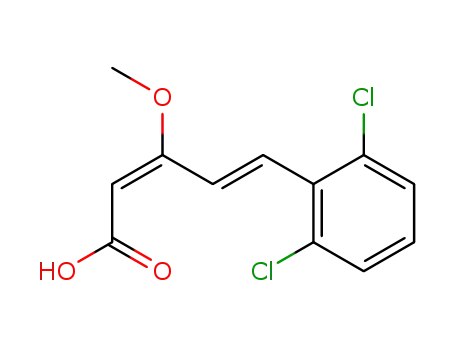 Molecular Structure of 112331-01-8 (2,4-Pentadienoic acid, 5-(2,6-dichlorophenyl)-3-methoxy-, (E,E)-)