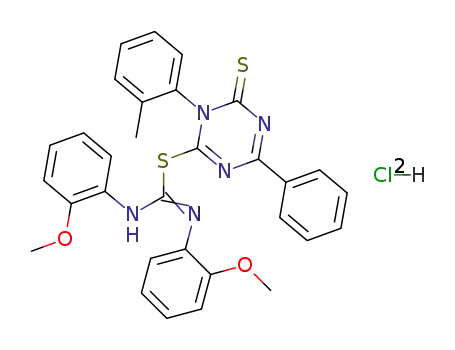 1,3-Bis-(2-methoxy-phenyl)-2-(4-phenyl-6-thioxo-1-o-tolyl-1,6-dihydro-[1,3,5]triazin-2-yl)-isothiourea; hydrochloride