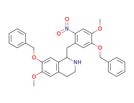Molecular Structure of 99612-81-4 (1-<5-Benzyloxy-4-methoxy-2-nitrobenzyl>-7-benzyloxy-6-methoxy-1,2,3,4-tetrahydroisoquinoline)