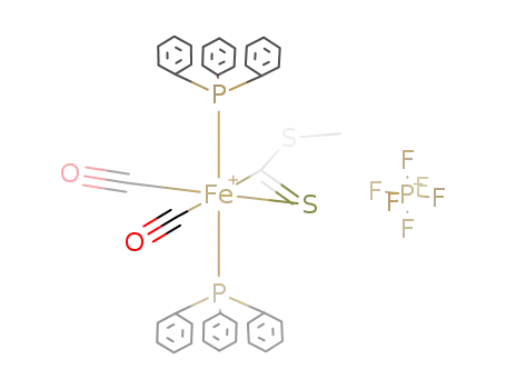 iron(η2-CS2(methyl))(carbonyl)2((phenyl)3phosphine)2{PF6}