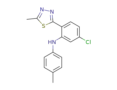 Molecular Structure of 106688-73-7 (Benzenamine,
5-chloro-N-(4-methylphenyl)-2-(5-methyl-1,3,4-thiadiazol-2-yl)-)