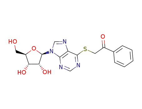 Molecular Structure of 51375-22-5 (6-[(2-oxo-2-phenylethyl)sulfanyl]-9-(beta-D-ribofuranosyl)-9H-purine)