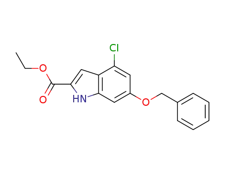 Molecular Structure of 167479-26-7 (1H-Indole-2-carboxylic acid, 4-chloro-6-(phenylmethoxy)-, ethyl ester)