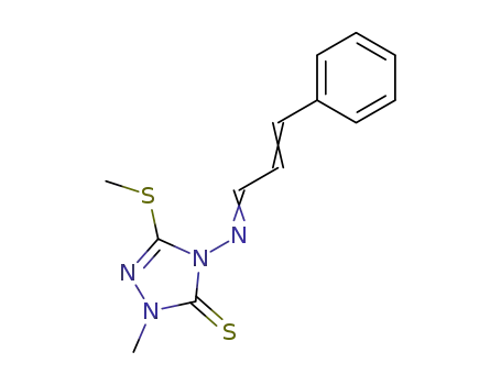 Molecular Structure of 102423-45-0 (3H-1,2,4-Triazole-3-thione,
2,4-dihydro-2-methyl-5-(methylthio)-4-[(3-phenyl-2-propenylidene)amino
]-)