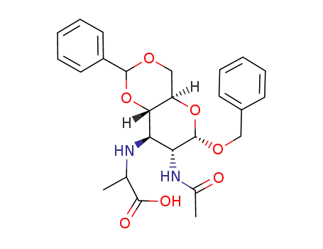 benzyl 2-acetamido-4,6-O-benzylidene-3-<<L-1-(carboxy)ethyl>amino>-2,3-dideoxy-α-D-glucopyranoside