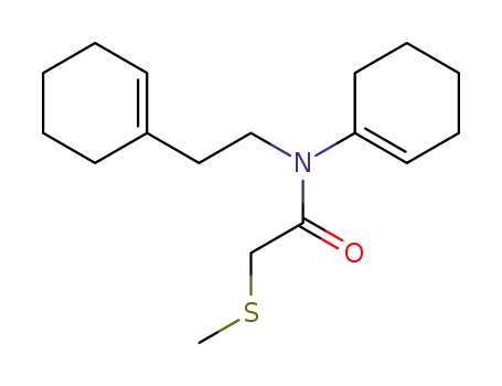Molecular Structure of 97185-47-2 (N-(cyclohex-1-enyl)-N-<2-(cyclohex-1-enyl)ethyl>-α-(methylthio)acetamide)