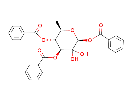 1,3,4-tri-O-benzoyl-6-deoxy-β-D-arabino-hexopyranos-2-ulose monohydrate