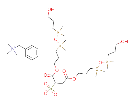 Molecular Structure of 82803-88-1 (bis<3-<3-(3-hydroxypropyl)-1,1,3,3-tetramethyldisiloxanyl>propyl> sulfosuccinate trimethylbenzylammonium salt)