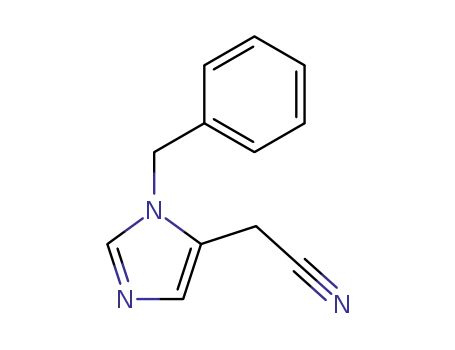 Molecular Structure of 1256643-67-0 ((1-benzyl-1H-imidazol-5-yl)acetonitrile(SALTDATA: HCl))