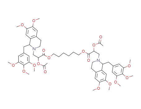 Molecular Structure of 145520-28-1 (2-Acetoxy-3-[6,7-dimethoxy-1-(3,4,5-trimethoxy-benzyl)-3,4-dihydro-1H-isoquinolin-2-yl]-propionic acid 6-{2-acetoxy-3-[6,7-dimethoxy-1-(3,4,5-trimethoxy-benzyl)-3,4-dihydro-1H-isoquinolin-2-yl]-propionyloxy}-hexyl ester)