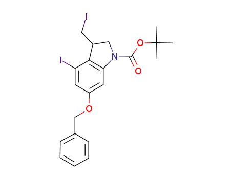 1H-Indole-1-carboxylic acid,
2,3-dihydro-4-iodo-3-(iodomethyl)-6-(phenylmethoxy)-, 1,1-dimethylethyl
ester