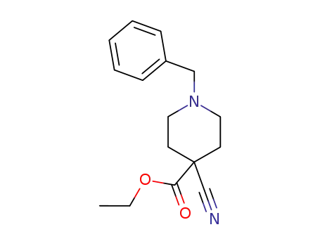 Molecular Structure of 123730-67-6 (1-BENZYL-4-CYANO-4-PIPERIDINECARBOXYLIC ACID ETHYL ESTER)