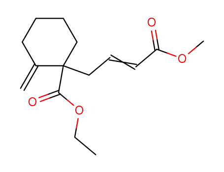 Cyclohexanecarboxylic acid,
1-(4-methoxy-4-oxo-2-butenyl)-2-methylene-, ethyl ester