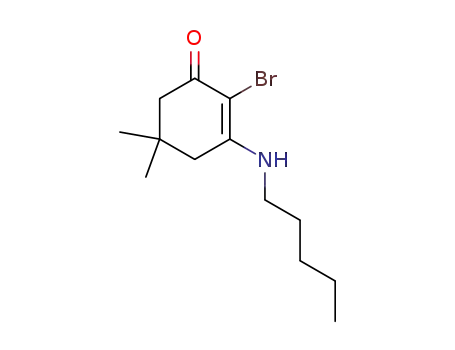 Molecular Structure of 102688-97-1 (2-Bromo-5,5-dimethyl-3-pentylamino-cyclohex-2-enone)