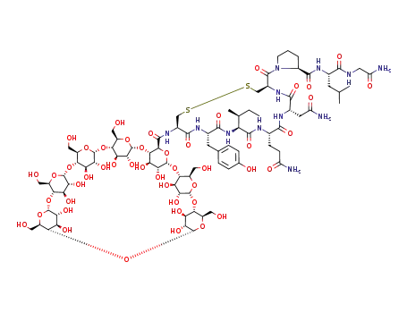 Molecular Structure of 1024982-27-1 (C<sub>85</sub>H<sub>132</sub>N<sub>12</sub>O<sub>47</sub>S<sub>2</sub>)