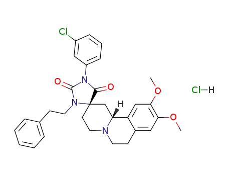(+/-)-2R<sup>*</sup>,11bS<sup>*</sup>-3'-(3-Chlorophenyl)-9,10-dimethoxy-1'-phenylethyl-1,3,4,6,7,11b-hexahydrospiro<benzo<a>quinolizin-2,5'-imidazolidine>-2',4'-dione hydrochloride