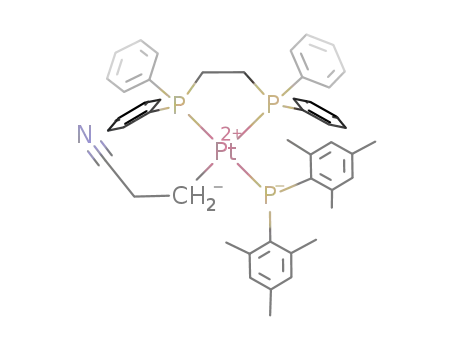 Pt((C<sub>6</sub>H<sub>5</sub>)2PCH<sub>2</sub>CH<sub>2</sub>P(C<sub>6</sub>H<sub>5</sub>)2)(CH<sub>2</sub>CH<sub>2</sub>CN)P((CH<sub>3</sub>)3C<sub>6</sub>H<sub>2</sub>)2