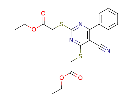 ethyl ({5-cyano-2-[(2-ethoxy-2-oxoethyl)sulfanyl]-6-phenyl-4-pyrimidinyl}sulfanyl)acetate