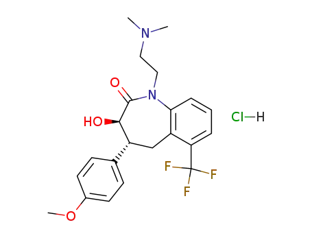 (3R,4S-cis)-1,3,4,5-tetrahydro-6-(trifluoromethyl)-3-hydroxy-1-<2-(dimethylamino)ethyl>-4-(4-methoxyphenyl)-2H-1-benzazepin-2-one monohydrochloride