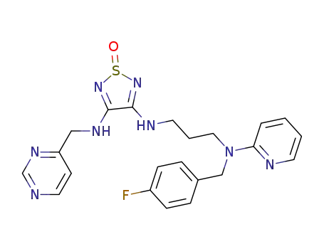 Molecular Structure of 105918-10-3 (1,2,5-Thiadiazole-3,4-diamine,
N-[3-[[(4-fluorophenyl)methyl]-2-pyridinylamino]propyl]-N'-(4-pyrimidinyl
methyl)-, 1-oxide)