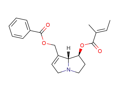 Molecular Structure of 99612-73-4 (Benzoic acid (7S,7aR)-7-((E)-2-methyl-but-2-enoyloxy)-5,6,7,7a-tetrahydro-3H-pyrrolizin-1-ylmethyl ester)