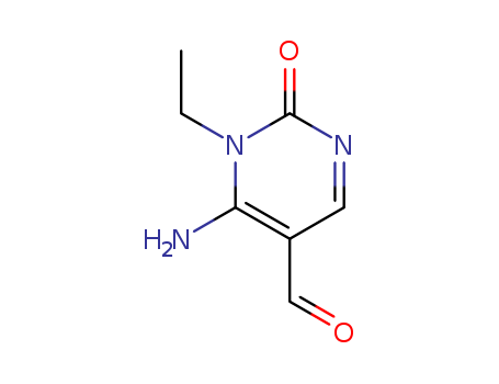 Molecular Structure of 154867-33-1 (5-Pyrimidinecarboxaldehyde, 6-amino-1-ethyl-1,2-dihydro-2-oxo-)