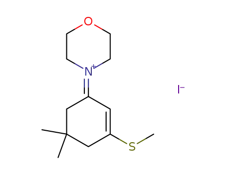 Molecular Structure of 69060-45-3 (Morpholinium, 4-[5,5-dimethyl-3-(methylthio)-2-cyclohexen-1-ylidene]-,iodide)