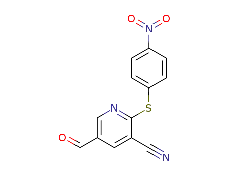 Molecular Structure of 87373-63-5 (3-Pyridinecarbonitrile, 5-formyl-2-[(4-nitrophenyl)thio]-)
