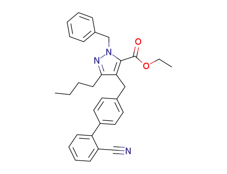 2-Benzyl-5-butyl-4-(2'-cyano-biphenyl-4-ylmethyl)-2H-pyrazole-3-carboxylic acid ethyl ester