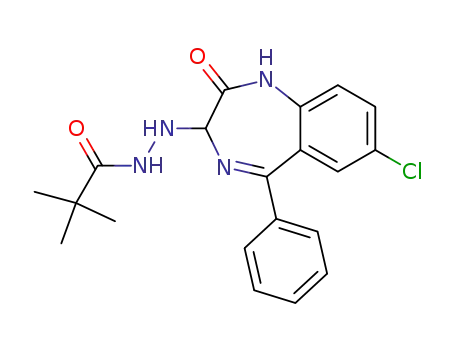 Molecular Structure of 84044-30-4 (N-(9-chloro-3-oxo-6-phenyl-2,5-diazabicyclo[5.4.0]undeca-5,8,10,12-tetraen-4-yl)-2,2-dimethyl-propanehydrazide)