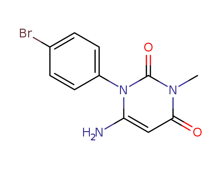 Molecular Structure of 19677-77-1 (2,4(1H,3H)-Pyrimidinedione, 6-amino-1-(4-bromophenyl)-3-methyl-)