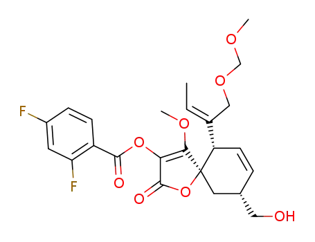 2,4-Difluoro-benzoic acid (5R,6S,9R)-9-hydroxymethyl-4-methoxy-6-((Z)-1-methoxymethoxymethyl-propenyl)-2-oxo-1-oxa-spiro[4.5]deca-3,7-dien-3-yl ester