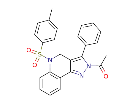 Molecular Structure of 103688-23-9 (Ethanone,1-[4,5-dihydro-5-[(4-methylphenyl)sulfonyl]-3-phenyl-2H-pyrazolo[4,3-c]quinolin-2-yl]-)