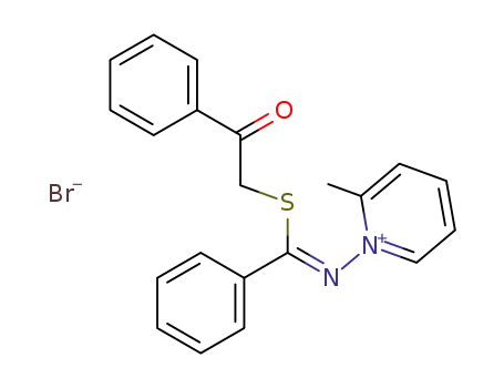 2-Methyl-1-{[1-(2-oxo-2-phenyl-ethylsulfanyl)-1-phenyl-meth-(Z)-ylidene]-amino}-pyridinium; bromide