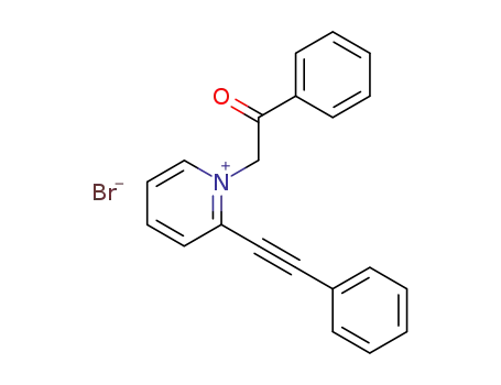 Molecular Structure of 96206-86-9 (Pyridinium, 1-(2-oxo-2-phenylethyl)-2-(phenylethynyl)-, bromide)