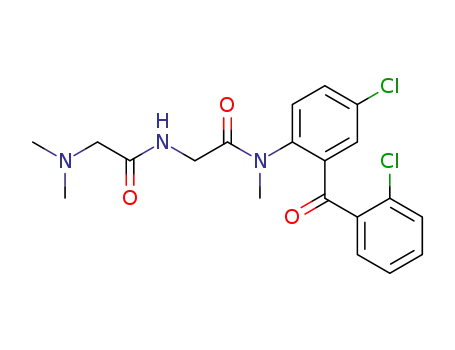 Molecular Structure of 59180-48-2 (2-[{4-chloro-2-[(2-chlorophenyl)carbonyl]phenyl}(methyl)amino]-N-[(dimethylamino)acetyl]acetamide)