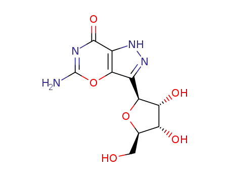 Molecular Structure of 133470-97-0 (5-amino-3-ribofuranosylpyrazolo(3,4-e)(1,3)oxazine-7-one)