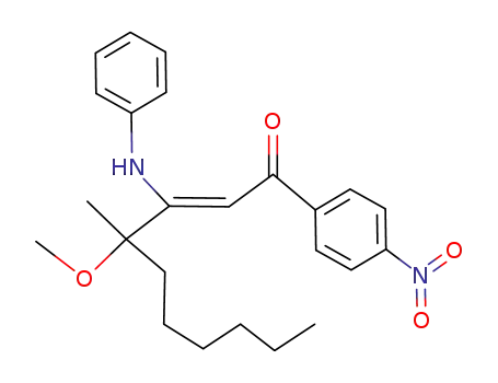 Molecular Structure of 89154-42-7 (2-Decen-1-one, 4-methoxy-4-methyl-1-(4-nitrophenyl)-3-(phenylamino)-)