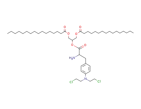 Molecular Structure of 144558-52-1 (1,3-dipalmitoyl-2-(4'-(bis(2''-chloroethyl)amino)phenylalaninoyl)glycerol)