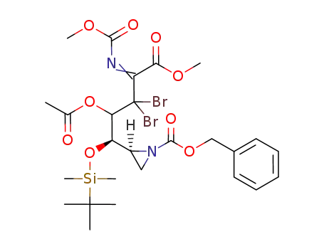 (S)-2-{(R)-2-Acetoxy-3,3-dibromo-1-(tert-butyl-dimethyl-silanyloxy)-4-methoxycarbonyl-4-[(E)-methoxycarbonylimino]-butyl}-aziridine-1-carboxylic acid benzyl ester